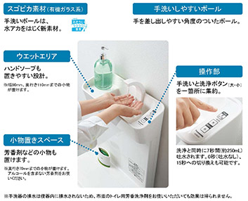 使いやすく汚れにくい「手洗い」